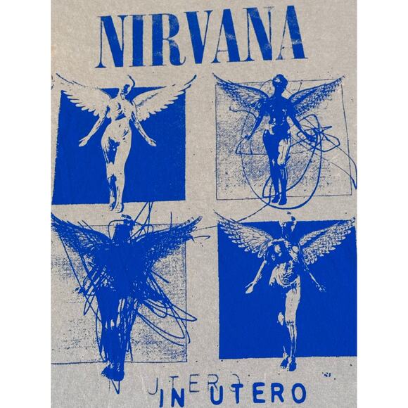 Nirvana In Utero Fairy Mineral Wash Tan Gray Blue Band Graphic Tee Rock Grunge L - Picture 1 of 6